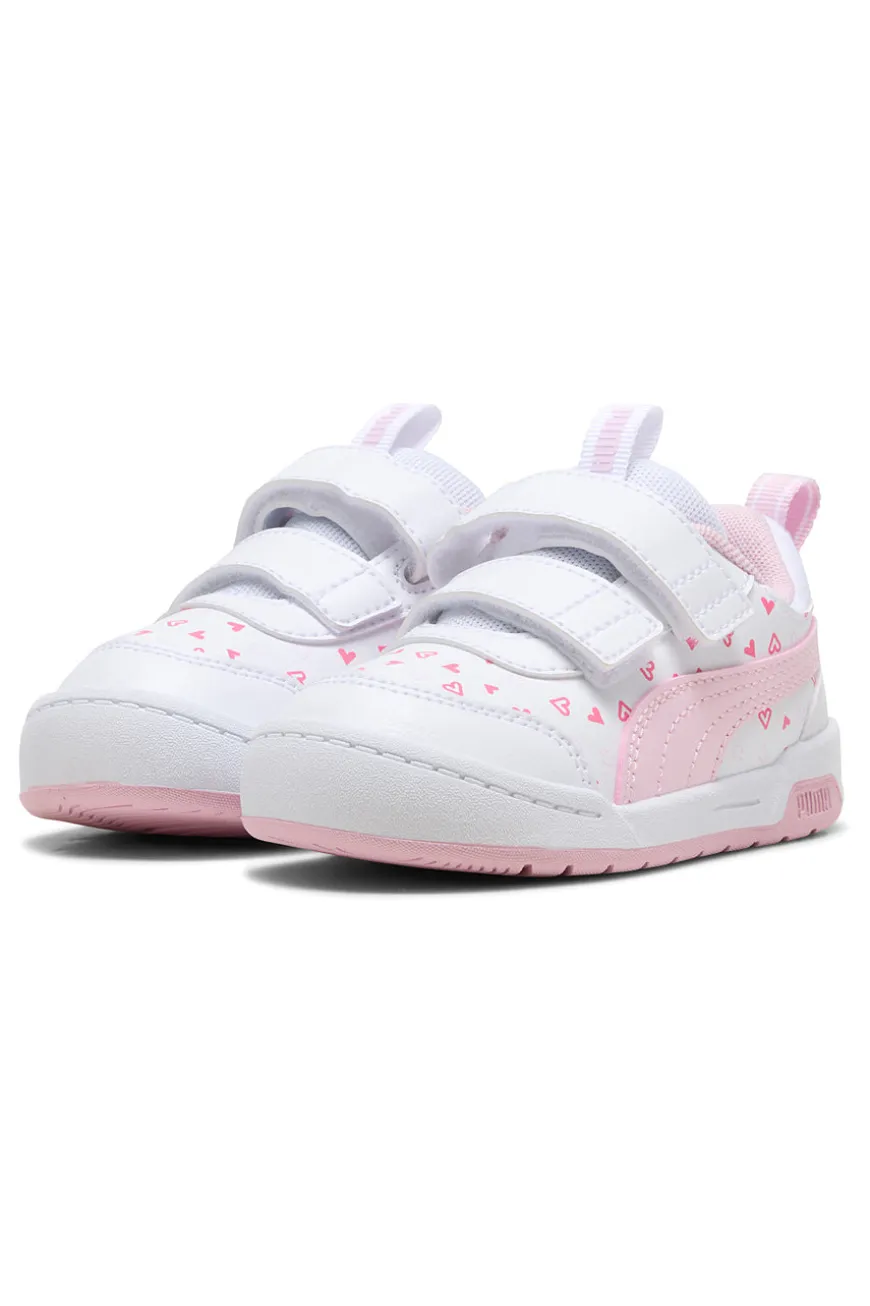 Scarpe bianche rosa con chiusura a strappo Puma Multiflex 2 Hearty V Inf