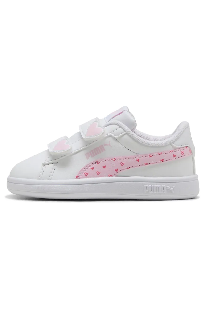 Scarpe bianco rosa con chiusura a strappo Puma Smash 3.0 Hearty V Inf
