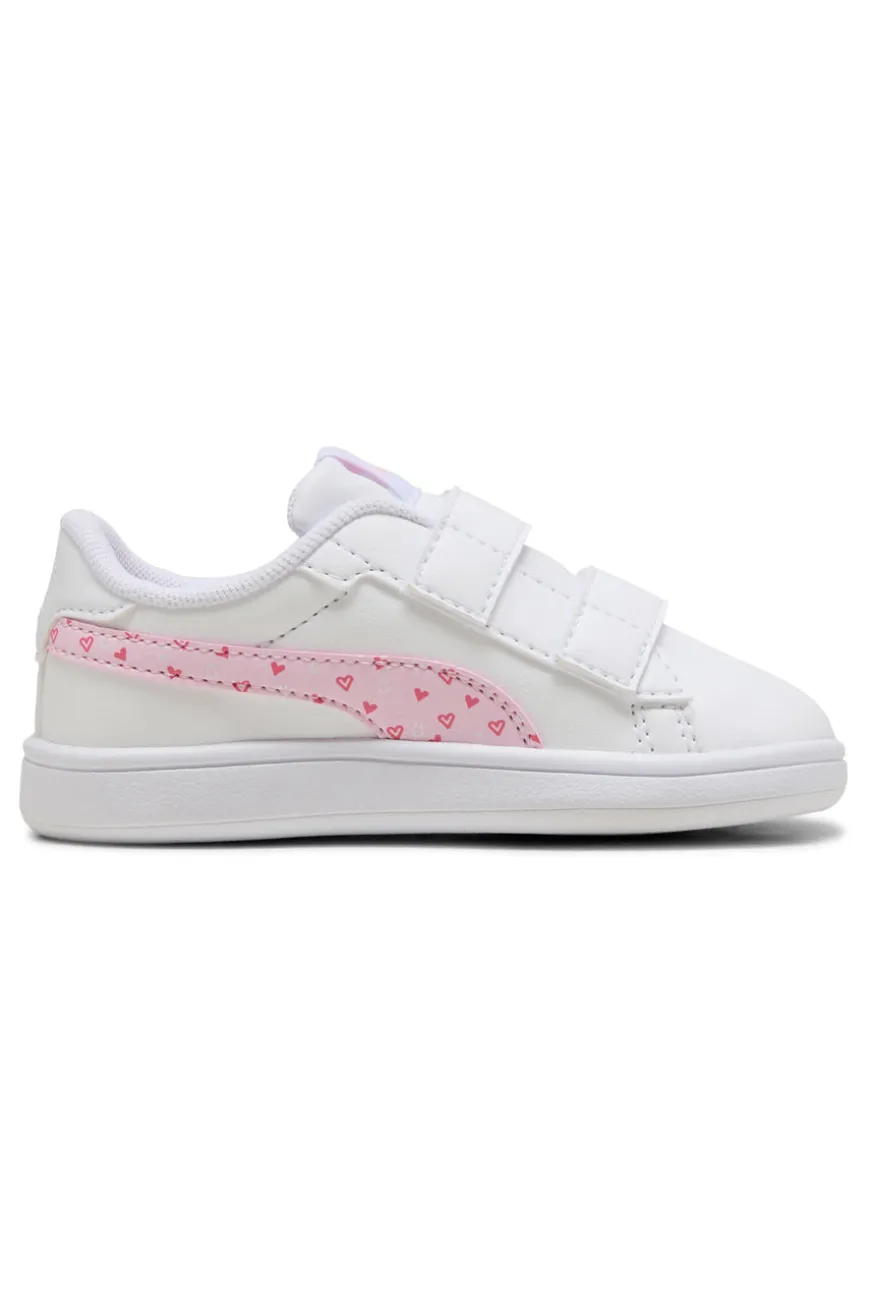 Scarpe bianco rosa con chiusura a strappo Puma Smash 3.0 Hearty V Inf