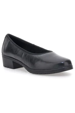 Scarpe comode nere in pelle con tacco basso e memory foam Pittarello 11574
