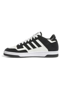 Scarpe da Basket bianche e nere con inserti in pelle Adidas Rapid Court Low