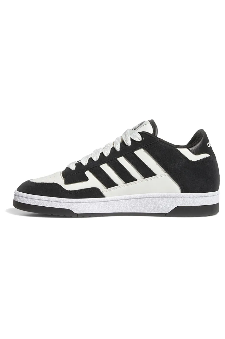 Scarpe da Basket bianche e nere con inserti in pelle Adidas Rapid Court Low