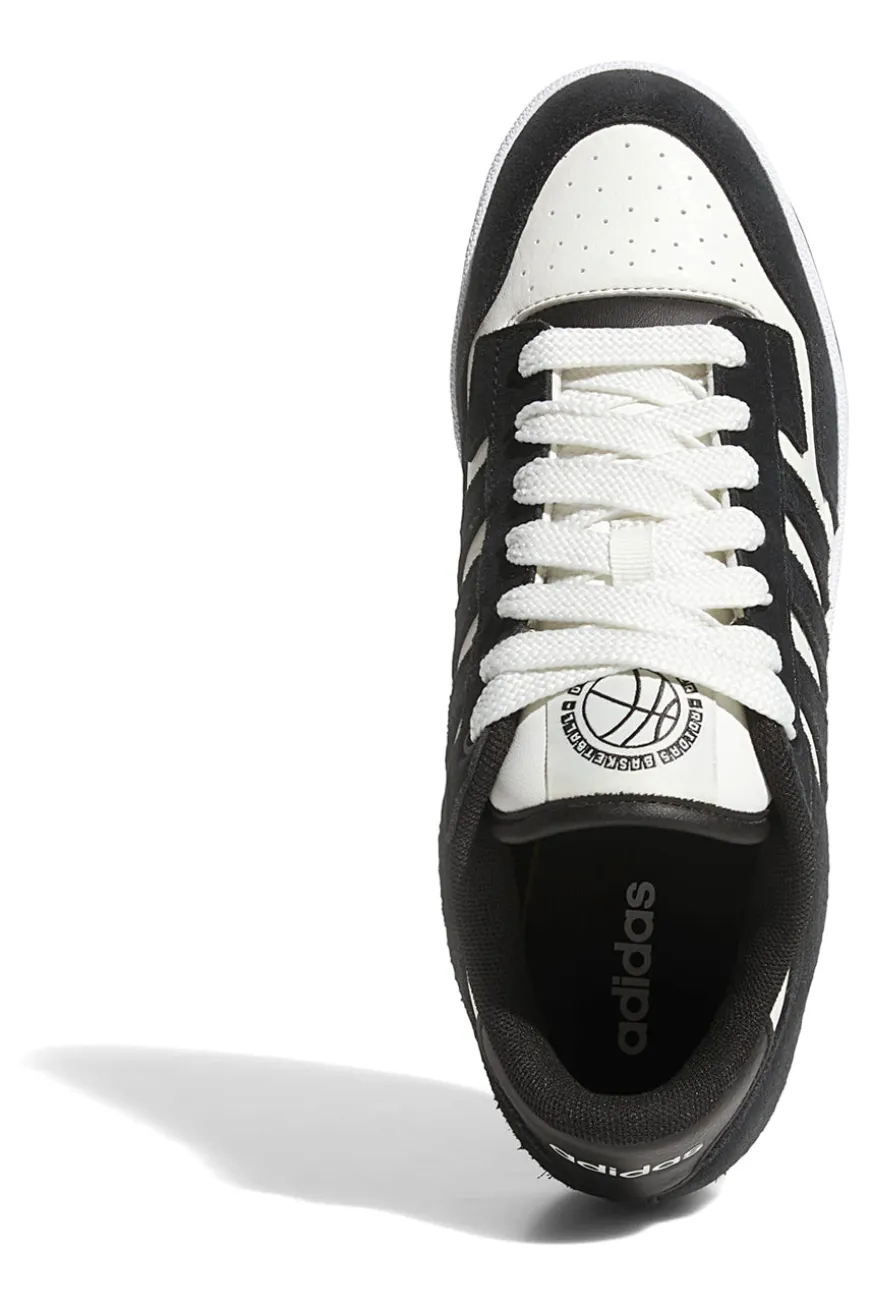 Scarpe da Basket bianche e nere con inserti in pelle Adidas Rapid Court Low
