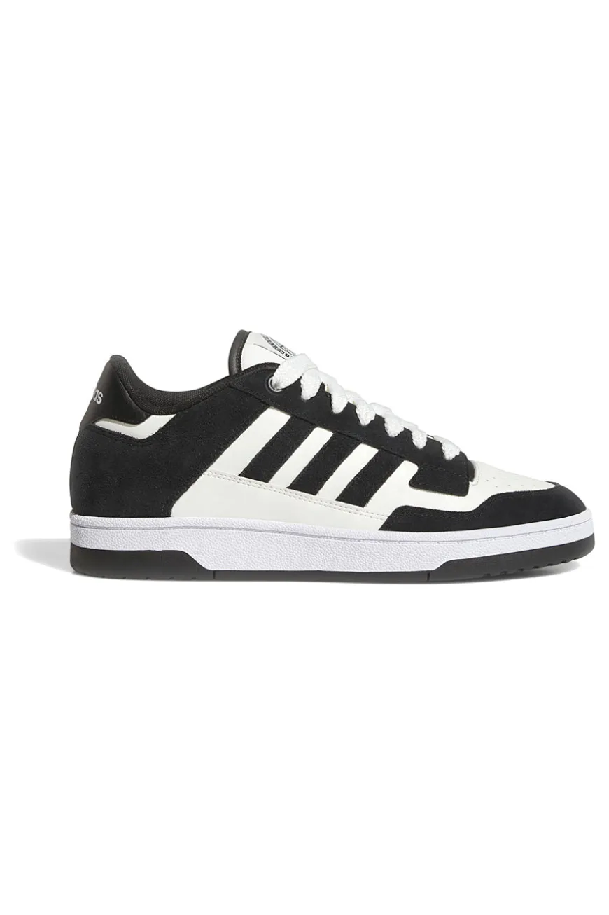Scarpe da Basket bianche e nere con inserti in pelle Adidas Rapid Court Low