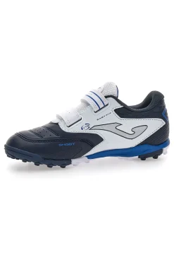 Scarpe da calcetto blu e bianche con doppio strappo Joma Cancha JR 2503