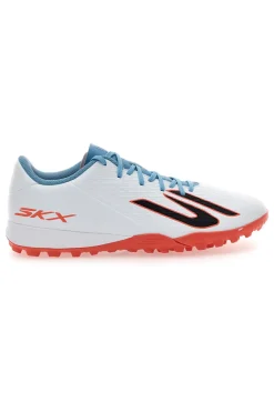 Scarpe da calcio bianche con dettagli azzurri suola turf Skechers Club TF