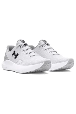 Scarpe da running bianco e grigio chiaro con mesh traspirante e Charged Cushioning Under armour Charged Surge 4
