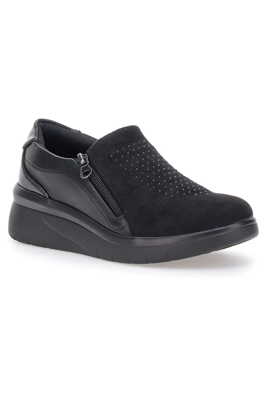 Scarpe nere con brillantini e cerniera laterale PRIMA RIGA H2301017