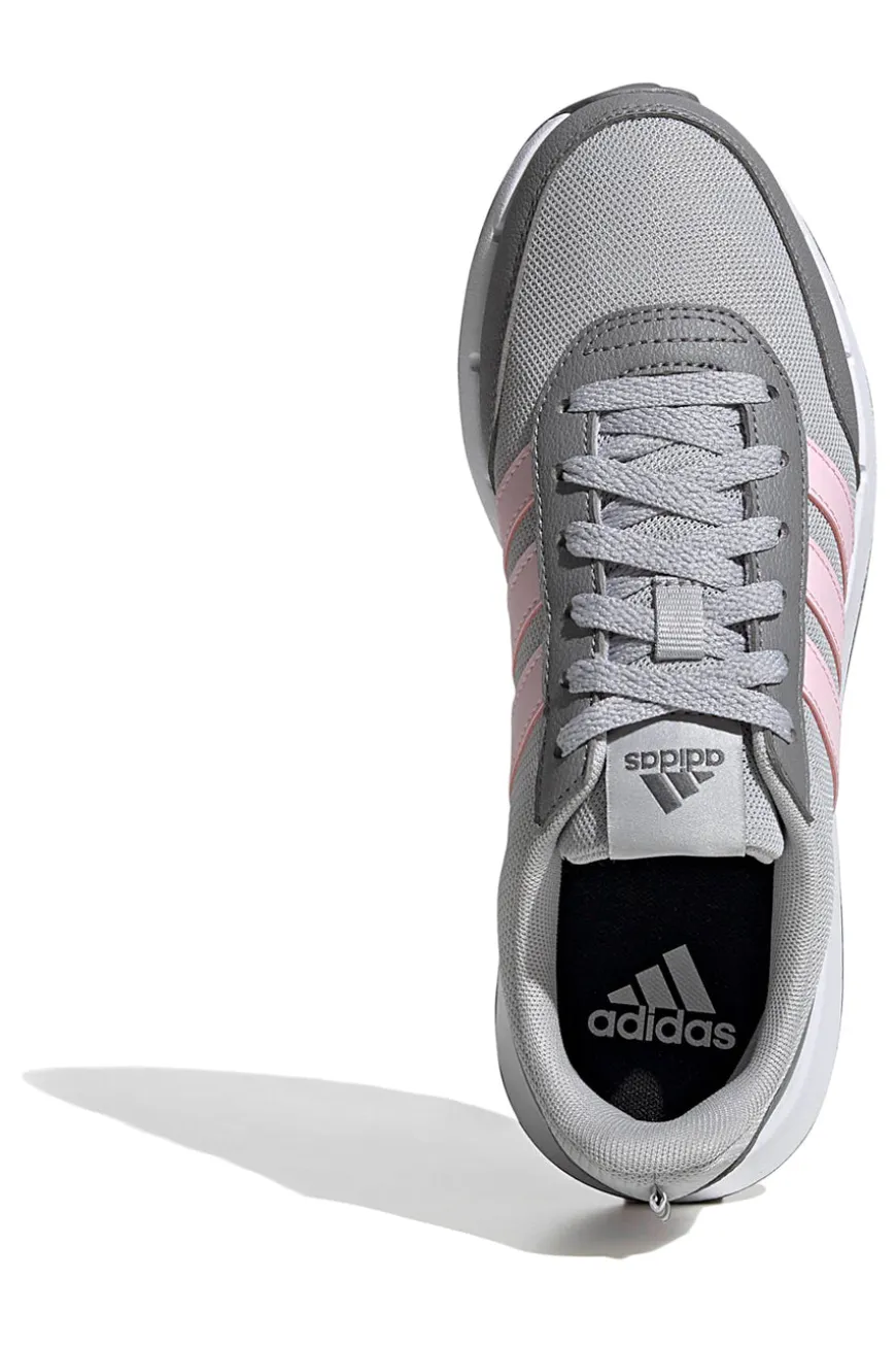 Scarpe running grigie in mesh con strisce rosa Adidas Run 50s