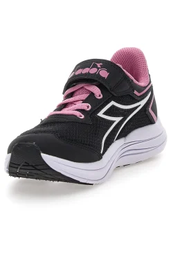 Scarpe sportive nere con dettagli rosa e strappo Diadora Snipe 3 JR