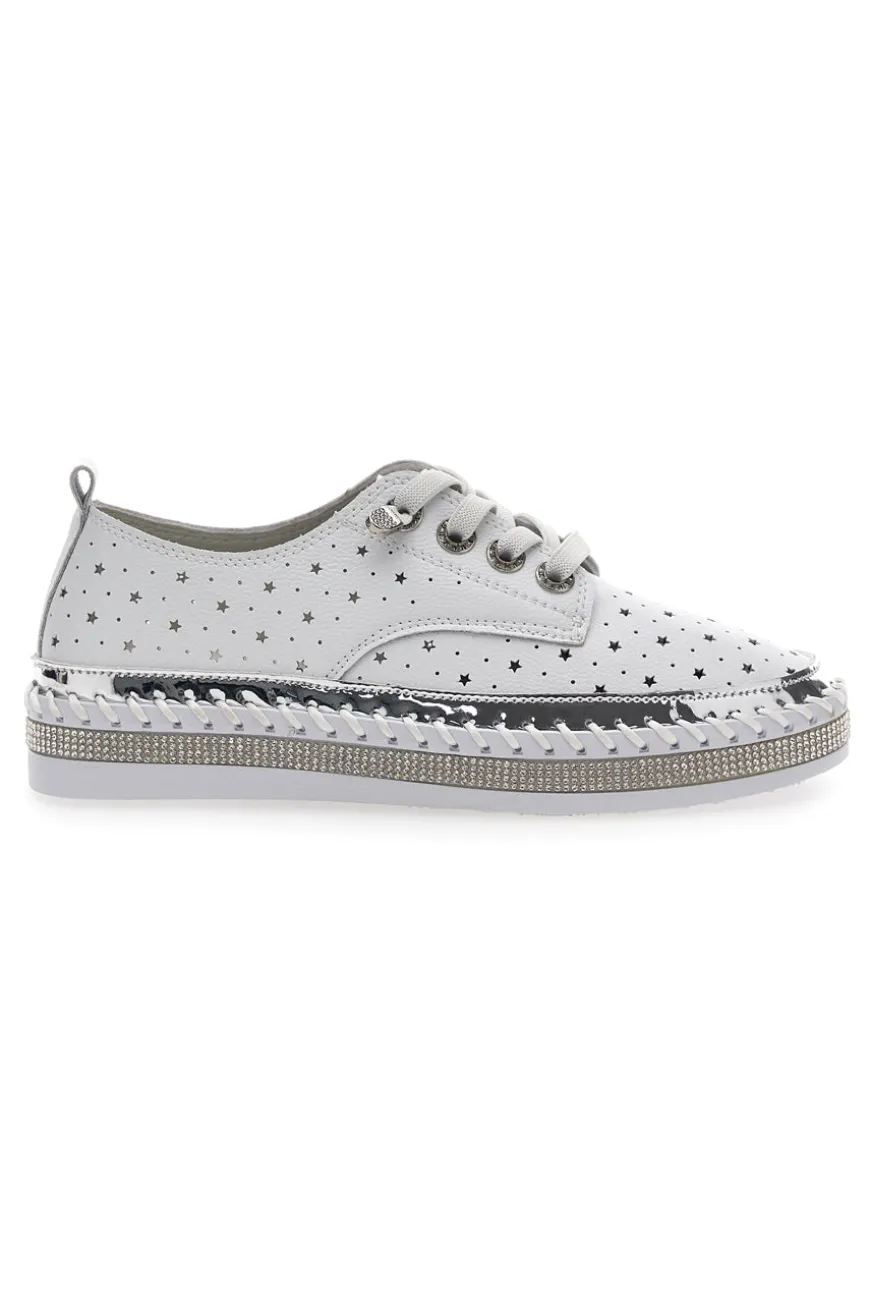 Scarpe Stringate Bianche con Strass Cafè Cost 23011