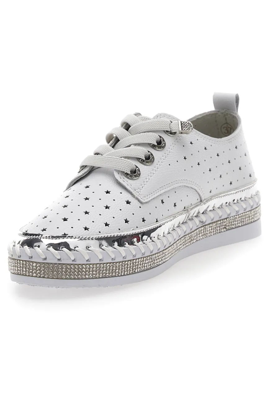 Scarpe Stringate Bianche con Strass Cafè Cost 23011