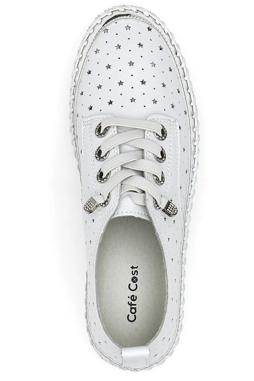 Scarpe Stringate Bianche con Strass Cafè Cost 23011