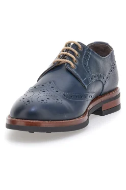Scarpe Stringate Francesine blu in pelle con lavorazione brogue Pittarello 06
