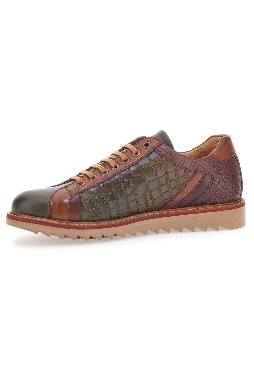 Scarpe Stringate Marroni e Verdi In Vera Pelle Made in Italy Pittarello Plus PT325