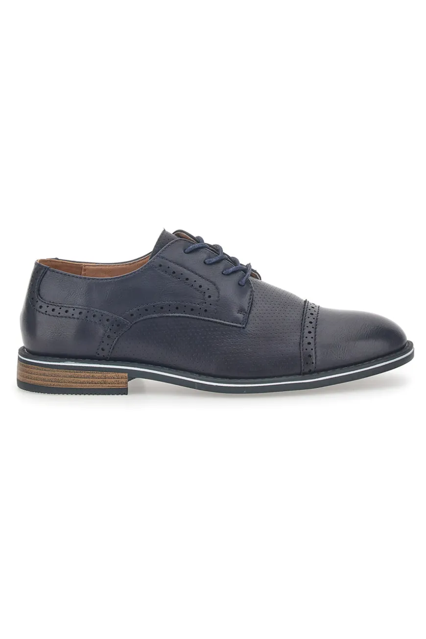 Scarpe Stringate Navy Con Ricamo All'Inglese Johes Land 188352