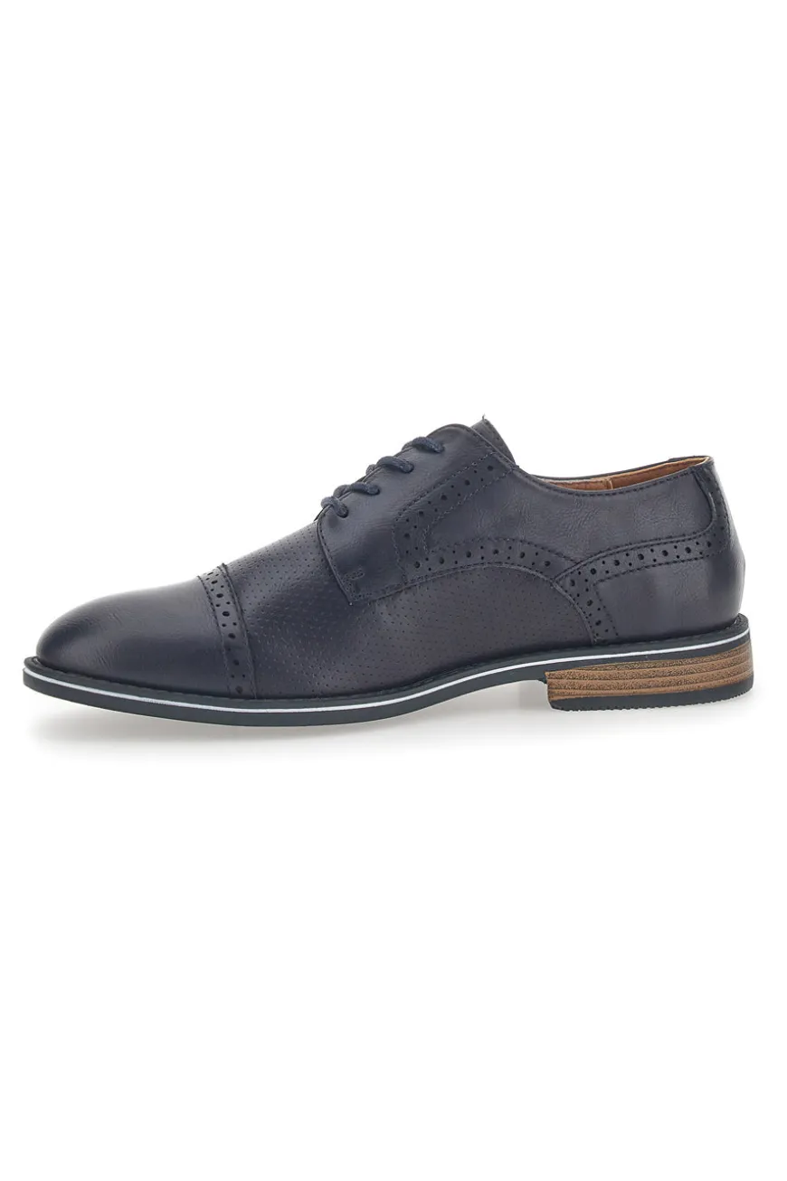 Scarpe Stringate Navy Con Ricamo All'Inglese Johes Land 188352