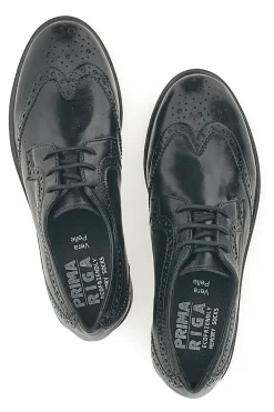 Scarpe Stringate Nere Ecofriendly in Vera Pelle con Lavorazione Prima Riga 707