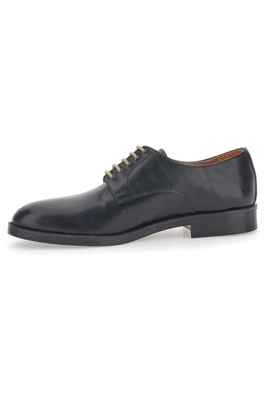 Scarpe Stringate Nere In Vera Pelle Longford 712