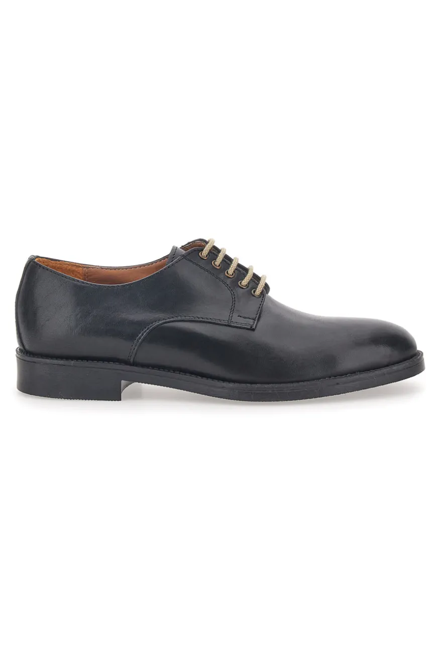 Scarpe Stringate Nere In Vera Pelle Longford 712