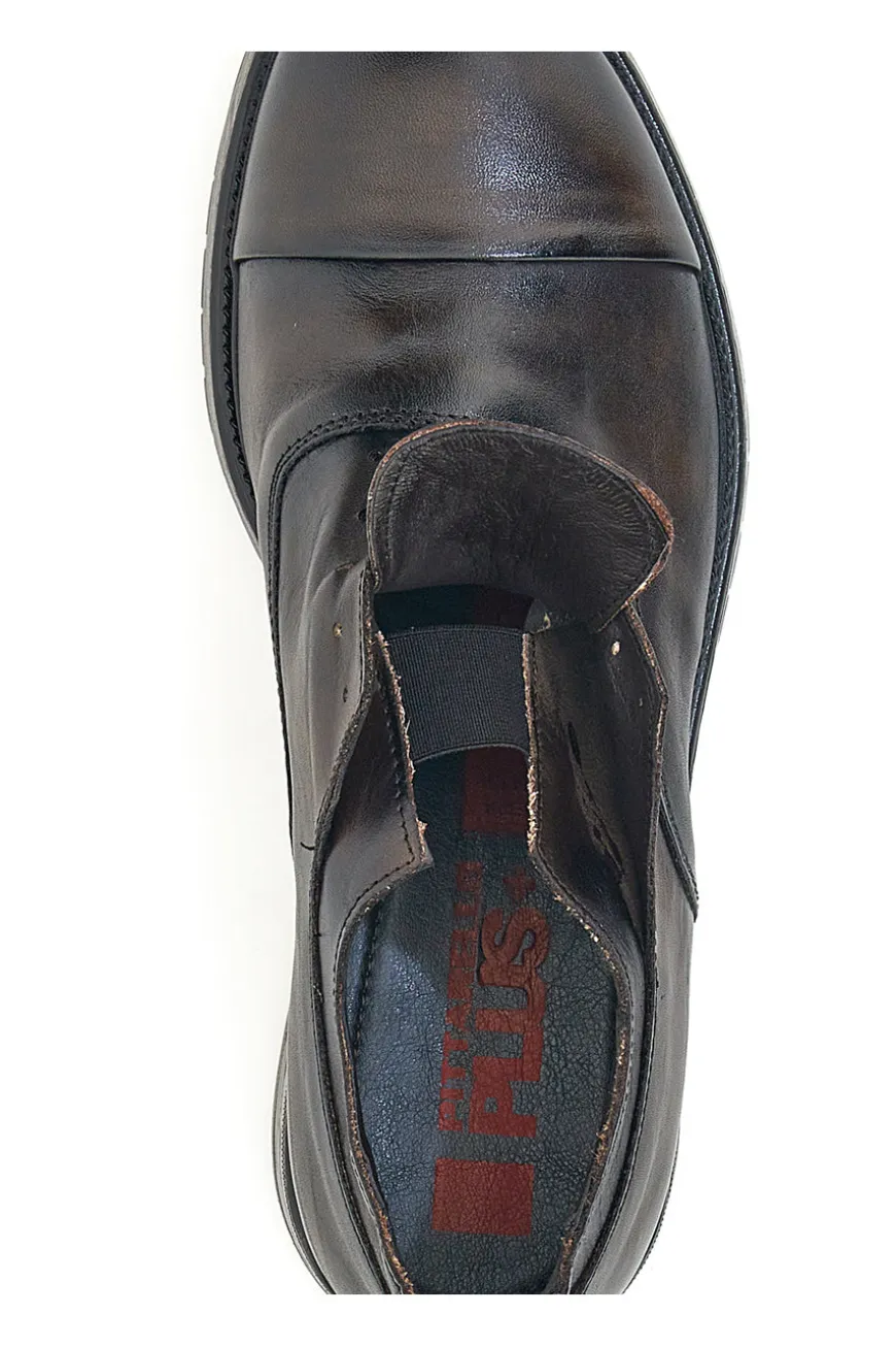 Scarpe stringate testa di moro in vera pelle con fascia elastica Pittarello Plus 1715P