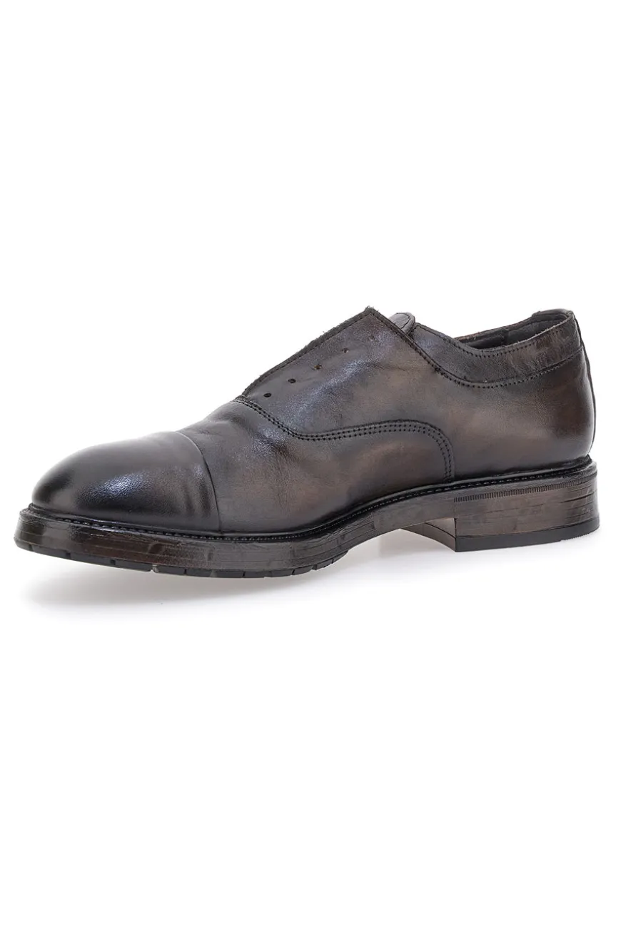 Scarpe stringate testa di moro in vera pelle con fascia elastica Pittarello Plus 1715P