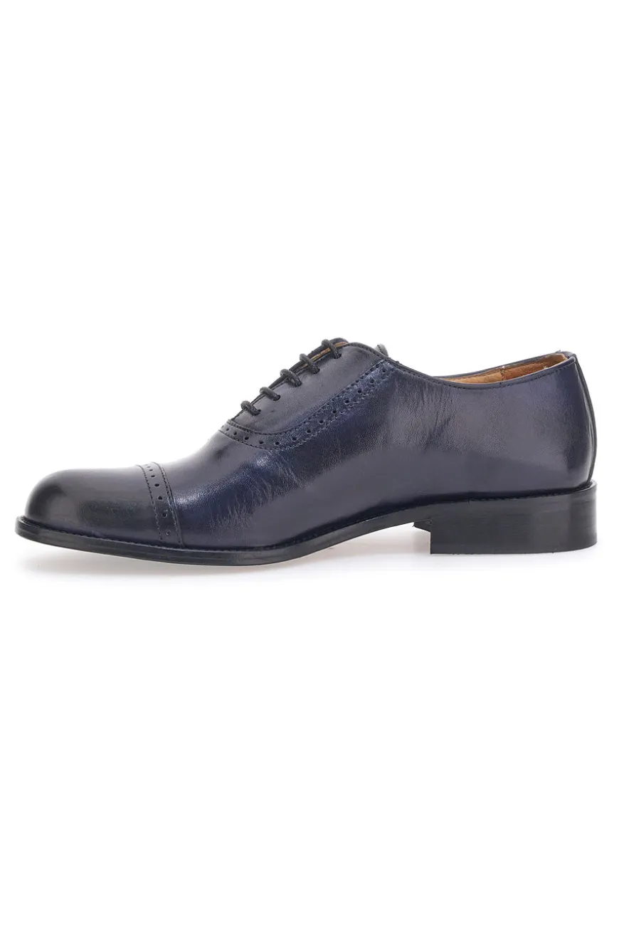 Scarpe Stringate Vera Pelle Blu Pittarello Plus 021