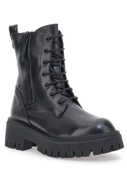 Schwarze Amphibien aus echtem Leder Black Shoot 20605