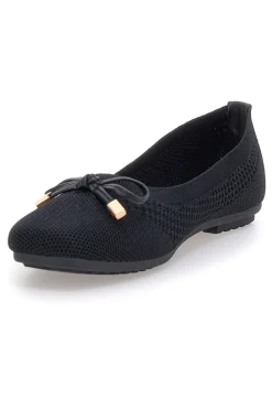 Schwarze Ballerinas aus Stoff mit weicher Innensohle The First PRE3