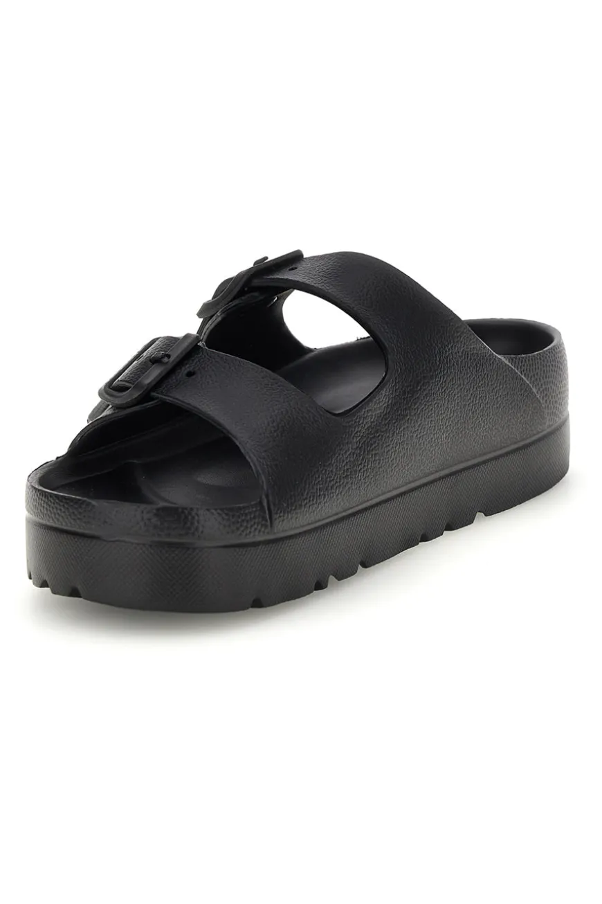Schwarze Hausschuhe mit doppelter Schnalle Everlast EV125WS