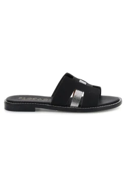 Schwarze Hausschuhe mit Metallic-Einsätzen Plocadi MAT16