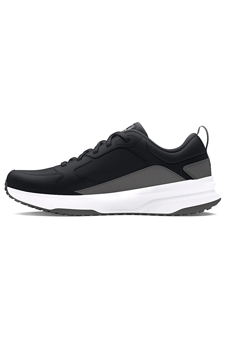 Schwarze Mesh-Sneaker mit Under Armour Charged Edge-Ledereinsätzen
