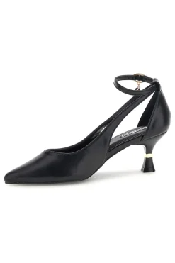 Schwarze Pumps mit Knöchelriemen und geformtem Absatz Burani 51851c1204