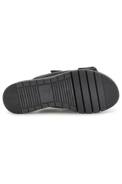 Schwarzer Slipper mit doppeltem Riemen und Schnallen Prima riga V113