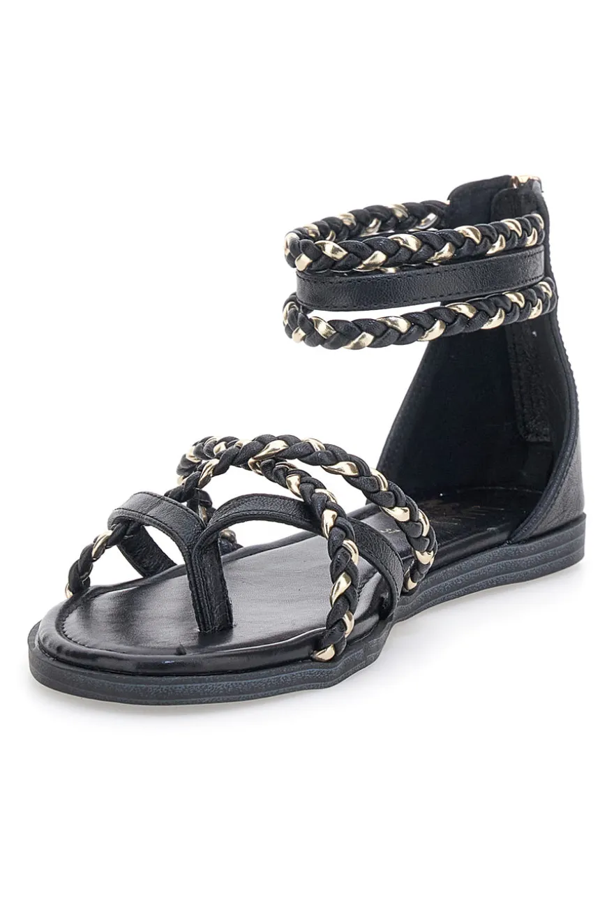 Schwarze Sandalen mit geflochtenem Seileffekt Me & Me 1668