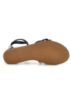 Schwarze Sandalen mit hohen Riemen und geflochtenen Bändern Café kosten RH6