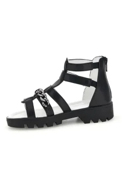 Schwarze Sandalen mit Hufeisen und Reißverschluss Thank you girl 14355