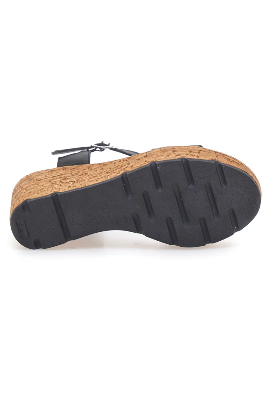 Schwarze Sandalen mit Obermaterial aus Leder und Keilabsatz PITTARELLO 34723002