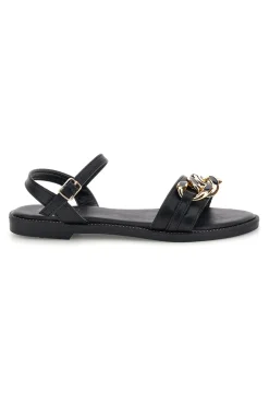 Schwarze Sandalen mit Zierkette Mon dieu PRE5384