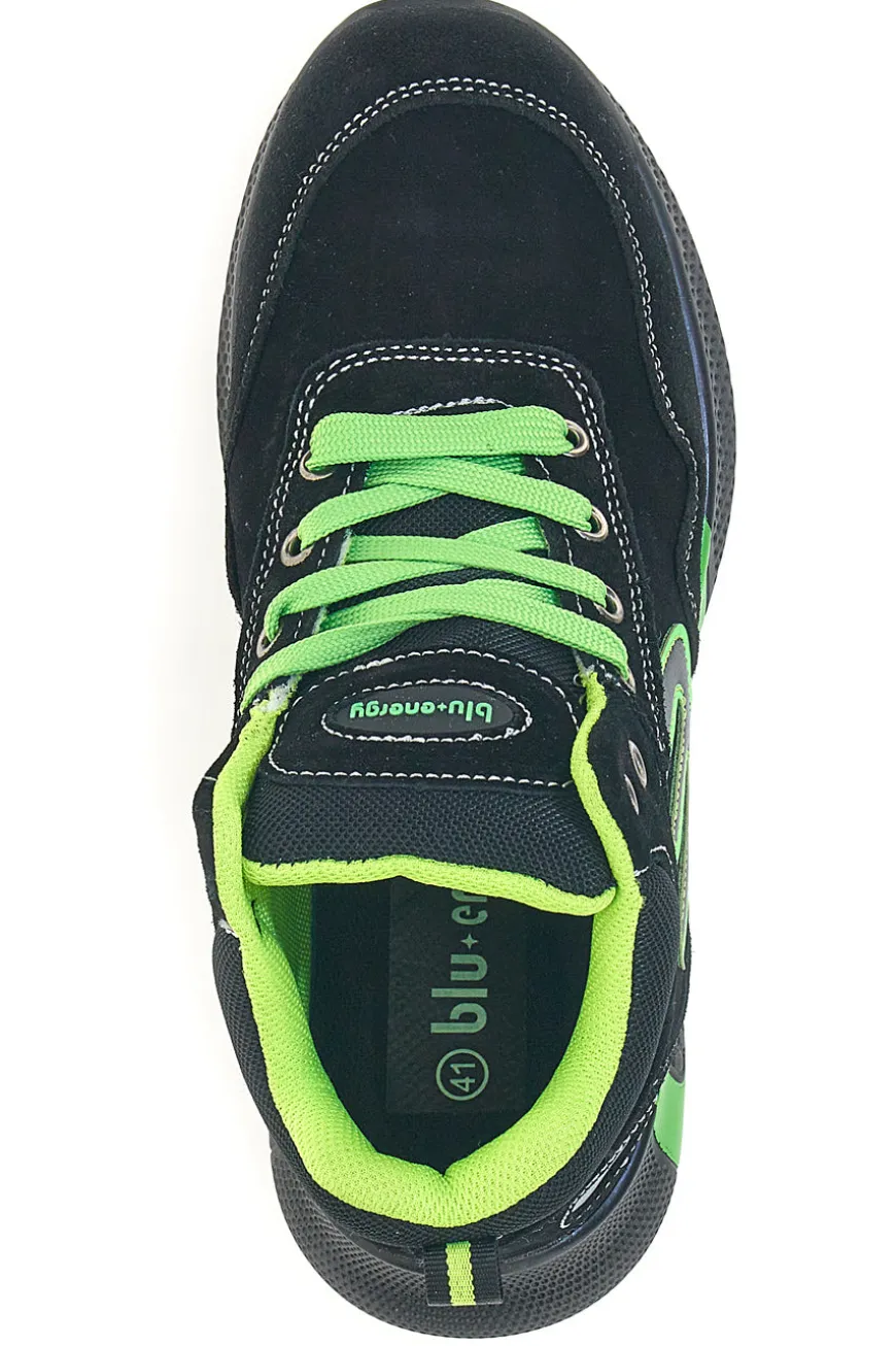 Schwarze Sicherheitsschuhe mit fluoreszierenden Einlagen S1P Blue Energy BS195 S1PS SR