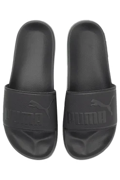 Schwarze Slipper mit gepolstertem Band und PUMA Leadcat 2 Logo