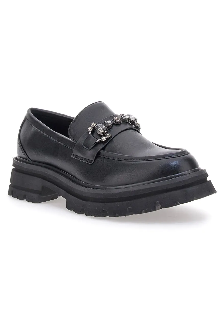 Schwarze Slipper mit Tanksohle und Vorderklammer ME & ME 1222