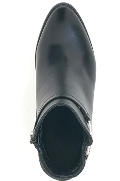 Schwarze Stiefelette mit Blockabsatz und silberner Schelle THE FIRST 487
