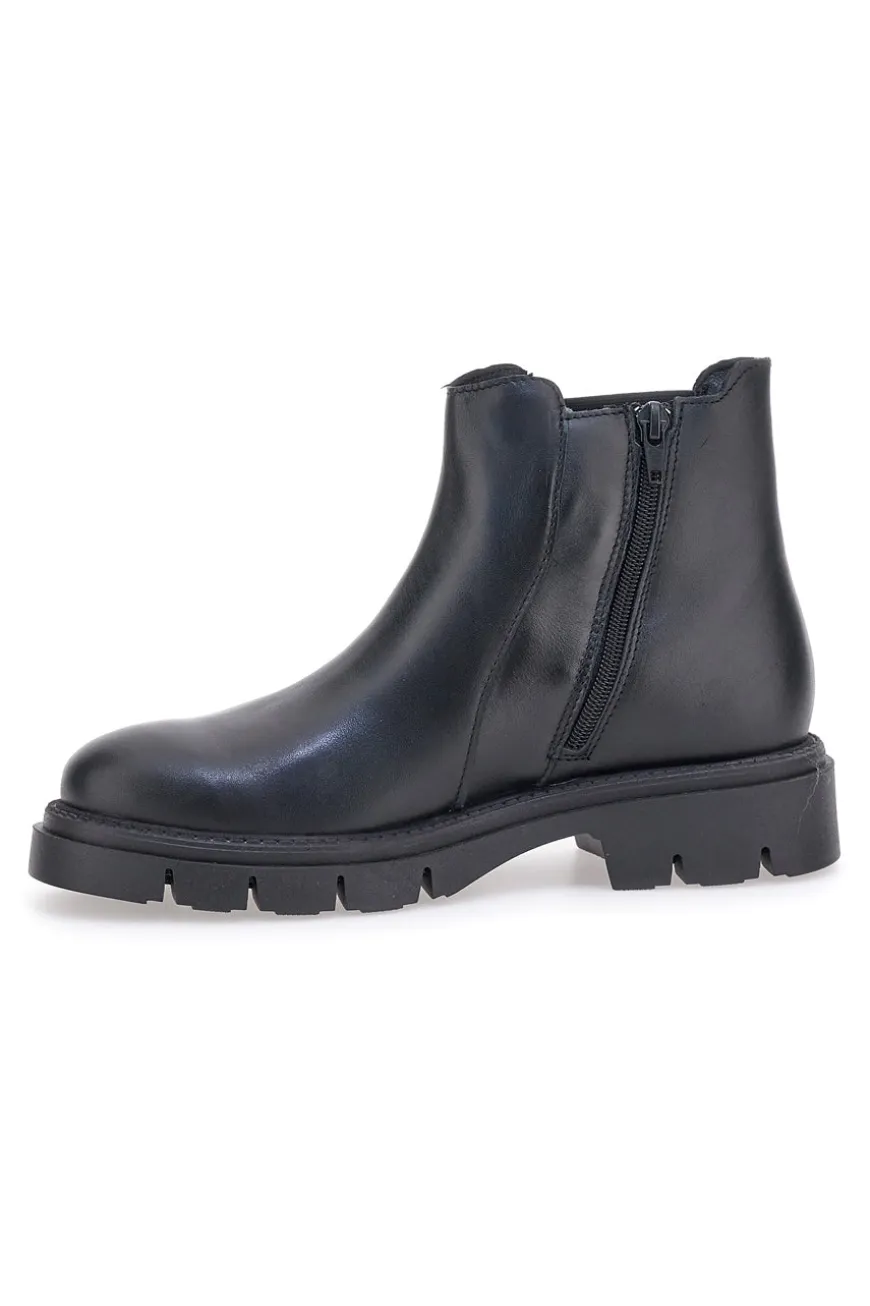 Schwarze Stiefeletten aus echtem Leder mit seitlichem Gummizug PITTARELLO GLAM 2546019