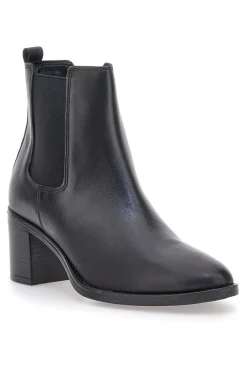 Schwarze Stiefeletten aus echtem Leder mit breitem Absatz und elastischen Einsätzen Pittarello Klasse 873240