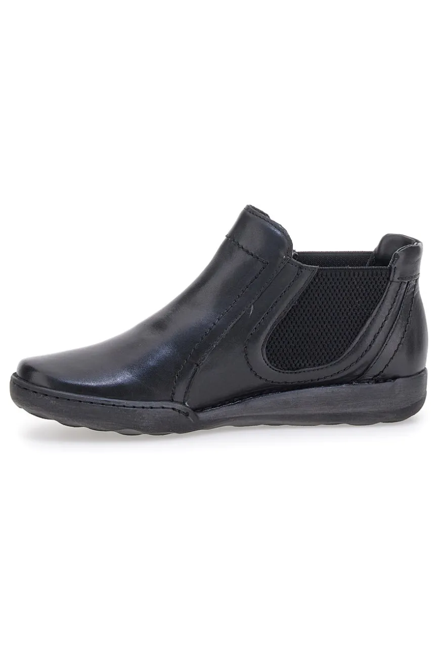 Schwarze Stiefeletten mit Reißverschluss und seitlichen Gummizügen Plocadi 21503pt