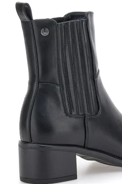 Schwarze Stiefeletten mit strukturiertem Seitenband und mittlerem Absatz Pittarello-Kapsel BT251152002