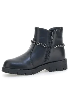 Schwarze Stiefeletten mit Zierkette und Nietenstern. Danke 1729