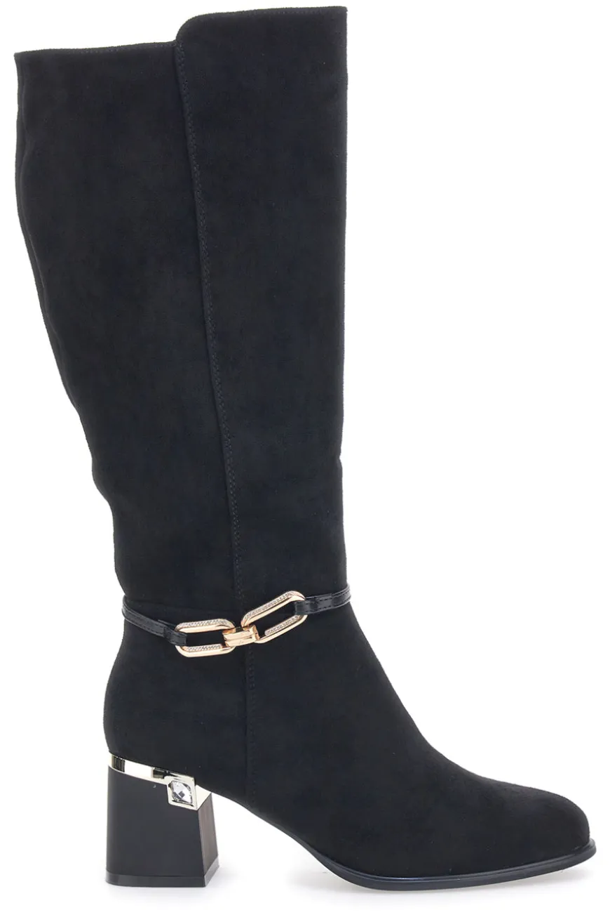 Schwarze Stiefel mit Absatz The First 393