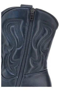 Schwarze Texaner-Stiefeletten mit Café-Stickerei kosten H52804